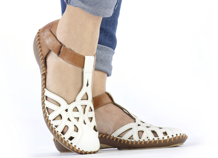 Rieker - Rieker Sandale mit Klettverschluss, in Größe 036 bis 042, in Farbe CREME-COGNAC Ansicht 6