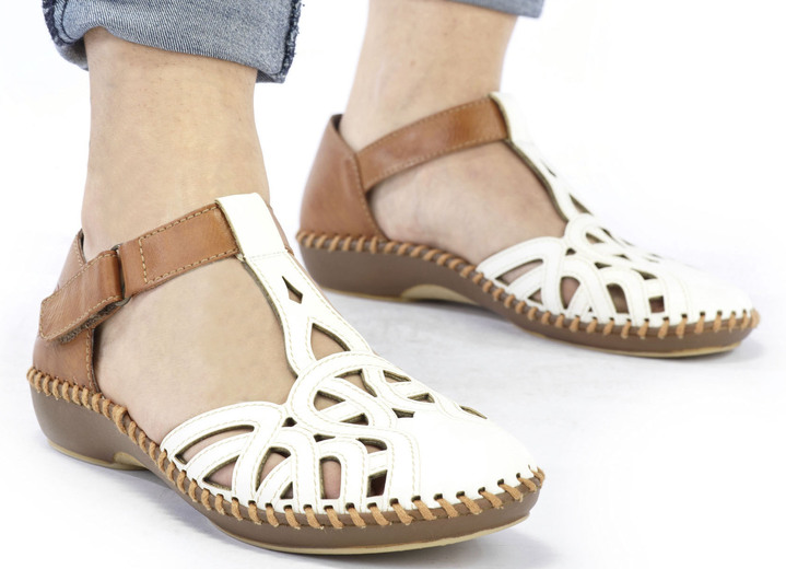 Rieker - Rieker Sandale mit Klettverschluss, in Größe 036 bis 042, in Farbe CREME-COGNAC Ansicht 7