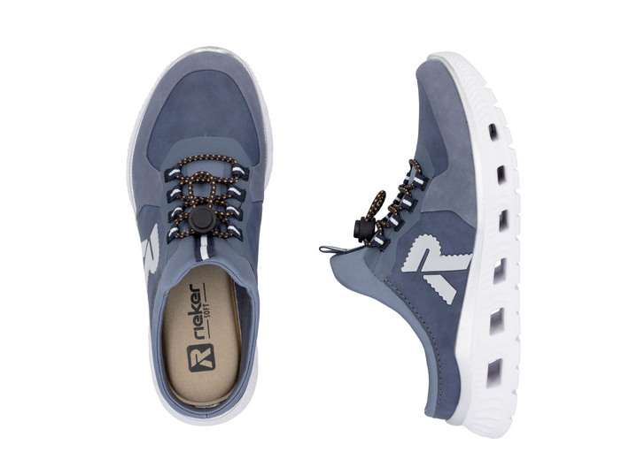 Slipper & Schnürschuhe - Rieker Slipper mit elastischem Schnellschnürsystem mit Stopper, in Größe 036 bis 042, in Farbe JEANS Ansicht 4