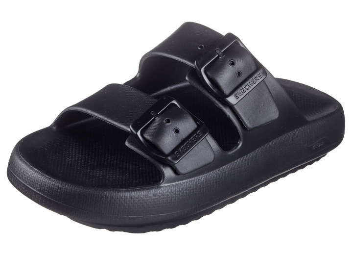 Sandaletten & Pantoletten - SKECHERS Pantolette aus Synthetik, in Größe 040 bis 046, in Farbe SCHWARZ Ansicht 1
