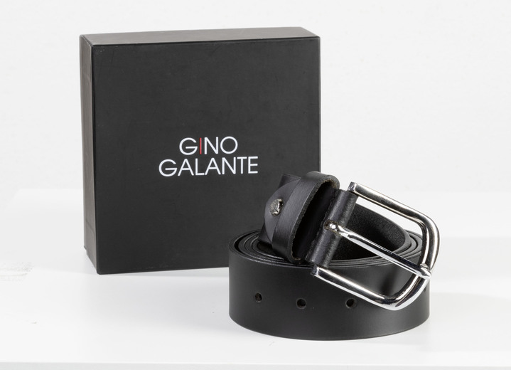 Gürtel - GINO GALANTE, modischer Herren-Gürtel inkl. Box, 3,5 cm breit Gürtel - GINO GALANTE, modischer Herren-Gürtel inkl. Box, 3,5 cm breit, in Größe 095 bis 115, in Farbe SCHWARZ