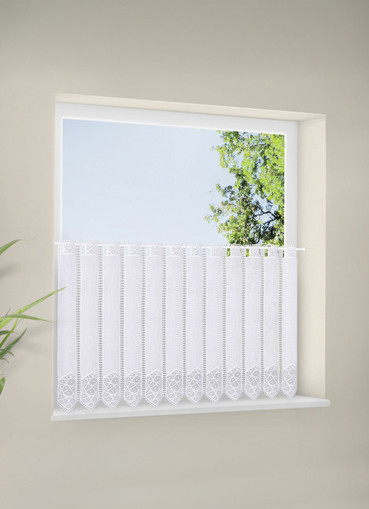 Kurzgardinen - Kurzstore mit Stangendurchzug, in Größe 824 (H35xB126 cm) bis 890 (H90xB220 cm), in Farbe WEISS Ansicht 1