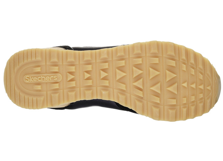 Damenmode - SKECHERS, sportliche Damen-Sneaker, aus Leder, Synthetik und Mesh, in Größe 036 bis 042, in Farbe SCHWARZ-ROSÉGOLD Ansicht 3