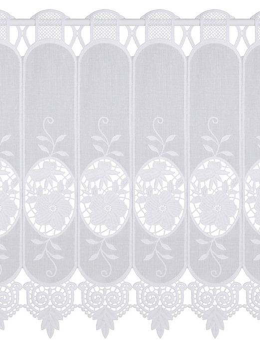 Klassisch - Kurzstore mit Blumen in Macramé-Spitze Ansicht 4 Klassisch - Kurzstore mit Blumen in Macramé-Spitze, in Größe 823 (35x120 cm) bis 890 (90x225 cm), in Farbe WEISS Ansicht 4