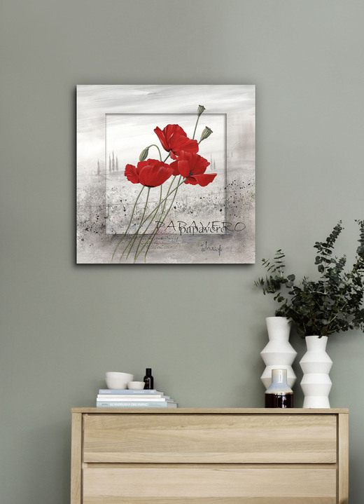 Blumen - Bild Mohnblumen an einem nebligen Morgen, in Farbe GRAU-ROT Ansicht 1