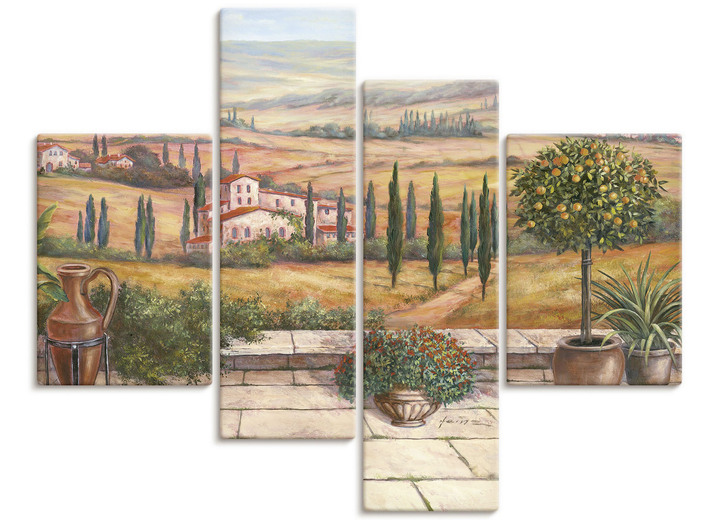 - Bild, 4-teilig, mit dem Titel Terrasse in der Toskana, in Farbe BUNT Ansicht 2