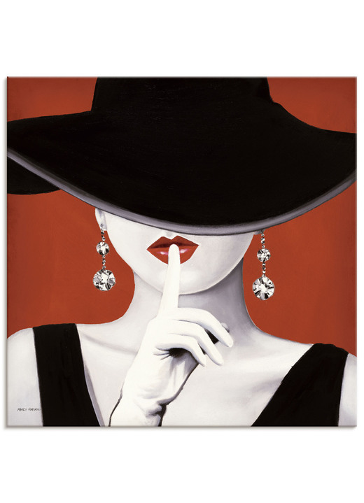 Modern - Hochwertiges Leinwandbild mit dem Titel Hut ab!, in Farbe SCHWARZ-ROT-WEISS Ansicht 2