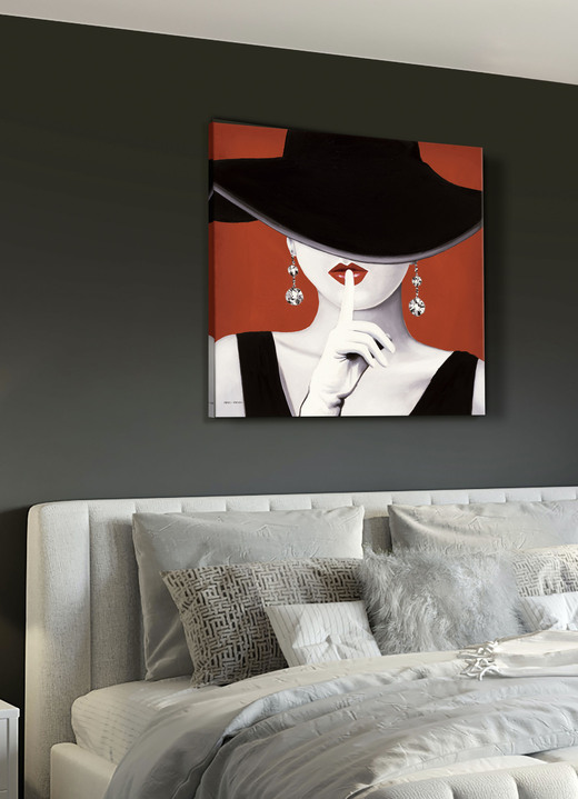 Modern - Hochwertiges Leinwandbild mit dem Titel Hut ab!, in Farbe SCHWARZ-ROT-WEISS Ansicht 1