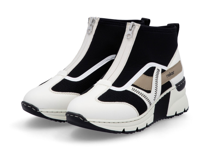 Stiefel & Stiefeletten - Rieker, stylische Damen-Boots, Weite G, mit herausnehmbarem Fußbett, in Größe 036 bis 042, in Farbe CREME-SCHWARZ-BRAUN Ansicht 4