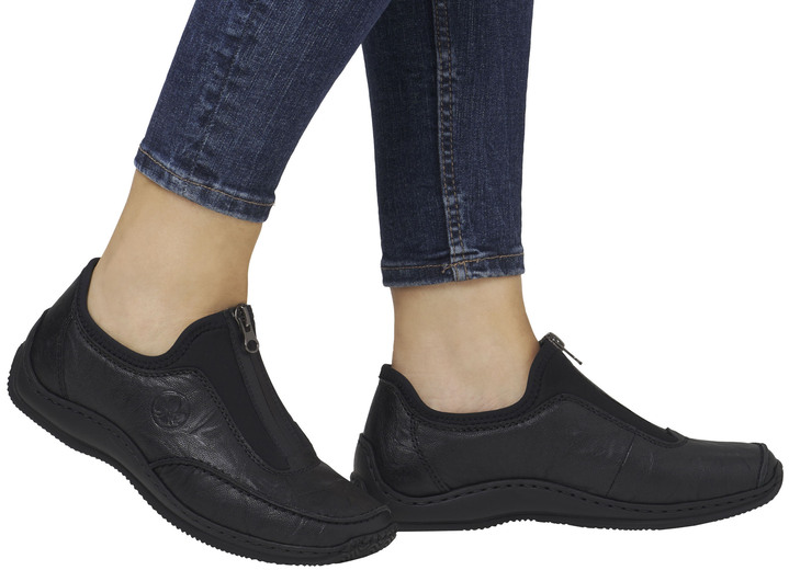 Slipper & Schnürschuhe - Rieker, klassische Damen-Slipper, mit Reißverschluss, in Größe 036 bis 042, in Farbe SCHWARZ Ansicht 8