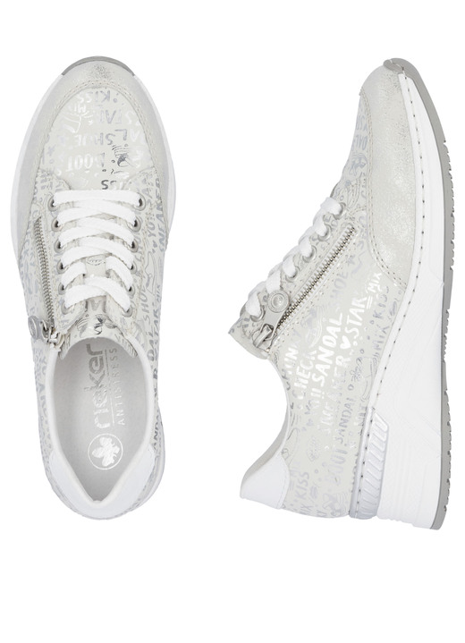 Slipper & Schnürschuhe - Rieker Schnür-Sneaker aus bedrucktem Synthetikmaterial, in Größe 036 bis 042, in Farbe HELLGRAU-SILBER Ansicht 7
