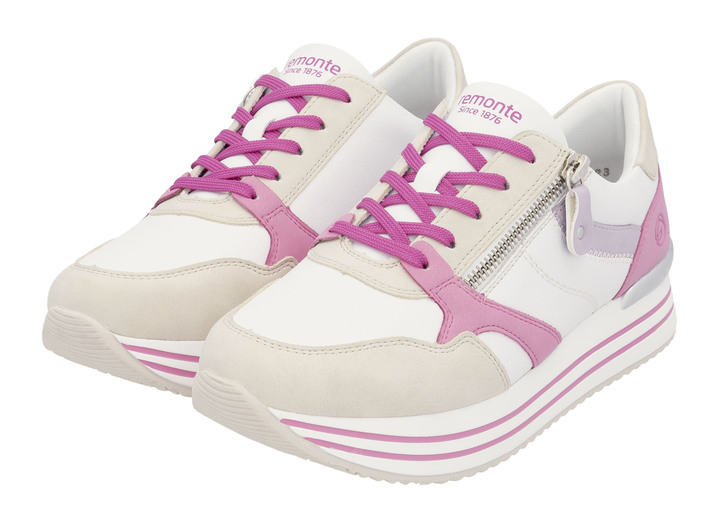 Slipper & Schnürschuhe - Remonte Schnür-Sneaker aus Nappaleder, in Größe 036 bis 042, in Farbe CREME-BUNT Ansicht 4