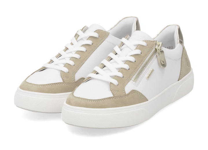 Slipper & Schnürschuhe - Remonte Sneaker aus Nappa- und Veloursleder mit Metallic-Besatz, in Größe 036 bis 042, in Farbe BLAU-WEISS-SILBER Ansicht 12