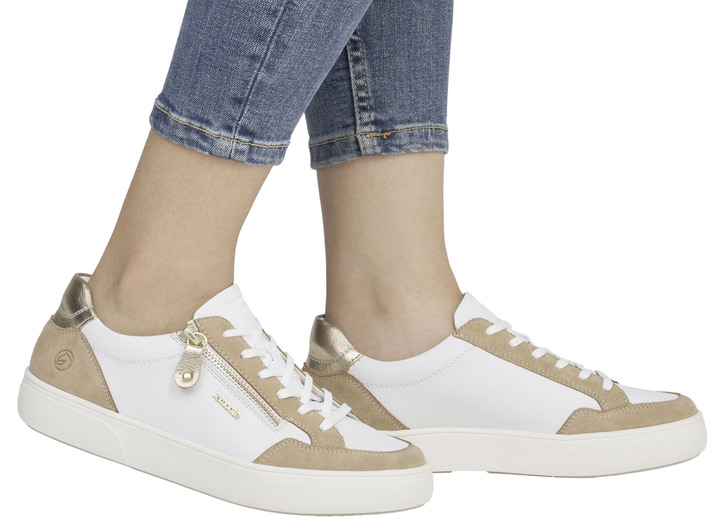 Slipper & Schnürschuhe - Remonte Sneaker aus Nappa- und Veloursleder mit Metallic-Besatz, in Größe 036 bis 042, in Farbe BLAU-WEISS-SILBER Ansicht 16