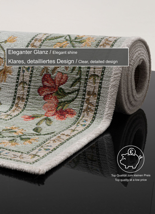 Klassisch - Gewebte Brücken und Teppiche, in Größe 103 (Brücke, 60x 90 cm) bis 309 (Bettumrandung:  2 Vorlegern, je 60x90 cm und 1 Läufer, 70x220 cm), in Farbe SCHWARZ Ansicht 9