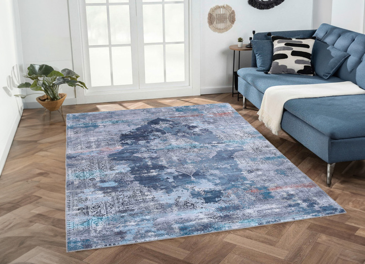 Modern - Teppiche mit pflegeleichter Oberfläche, in Größe 113 (Brücke, 70 x 140 cm) bis 278 (Teppich, 190 x 290 cm), in Farbe BLAU Ansicht 1