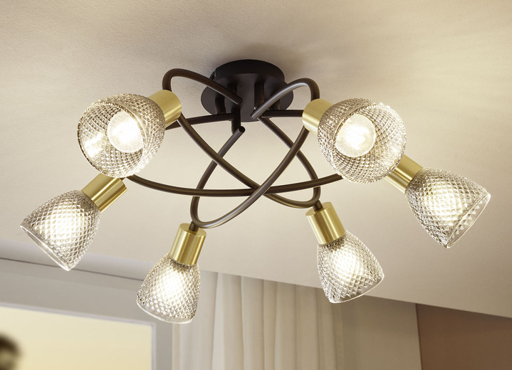 Deckenleuchten - Deckenleuchte, auch Wandbefestigung möglich Ansicht 3 Deckenleuchten - Deckenleuchte, auch Wandbefestigung möglich, in Farbe SCHWARZ-GOLD, in Ausführung 2-flammig Ansicht 3