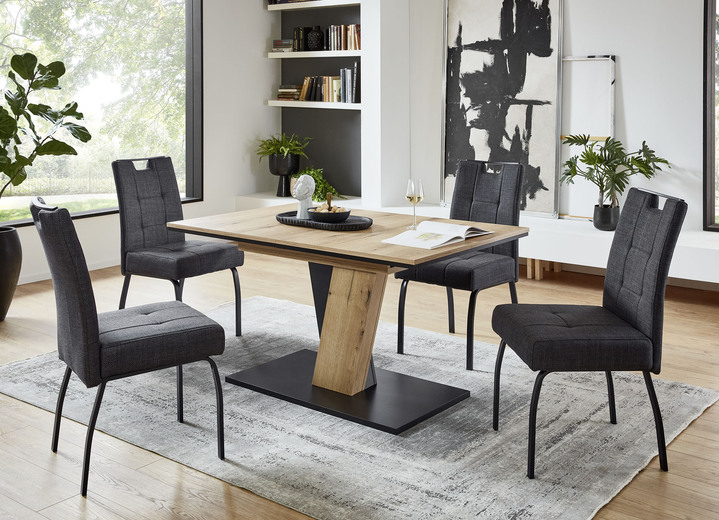 Stühle & Sitzbänke - Moderne, individuelle Esszimmermöbel, in Farbe ANTHRAZIT, in Ausführung Essgruppe, 5-teilig, mit Stühlen, 4-füßig Ansicht 1