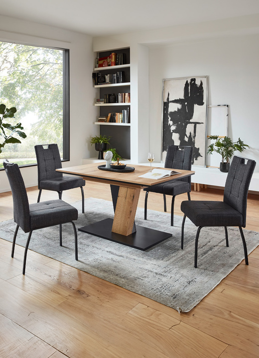 Stühle & Sitzbänke - Moderne, individuelle Esszimmermöbel, in Farbe ANTHRAZIT, in Ausführung Essgruppe, 5-teilig, mit Stühlen, 4-füßig Ansicht 3