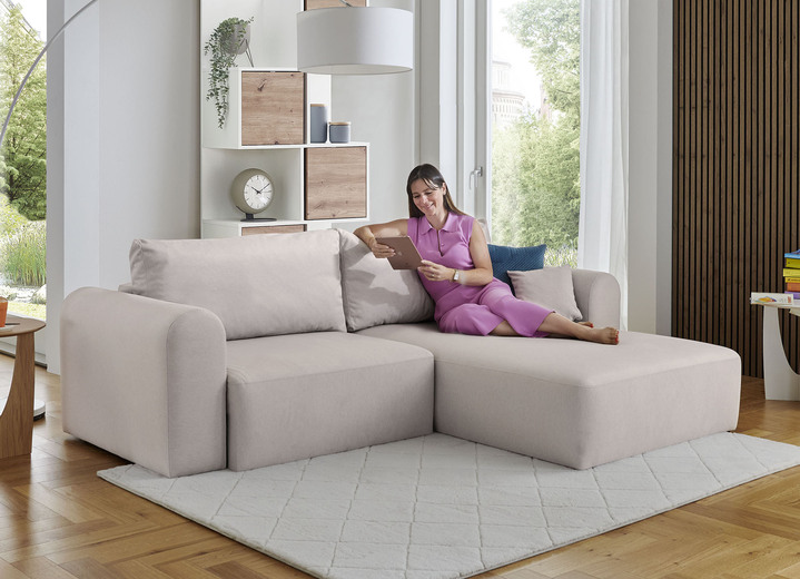 Polsterecken - Polsterecke mit Bettfunktion und Dekokissen, in Farbe CREME Ansicht 1