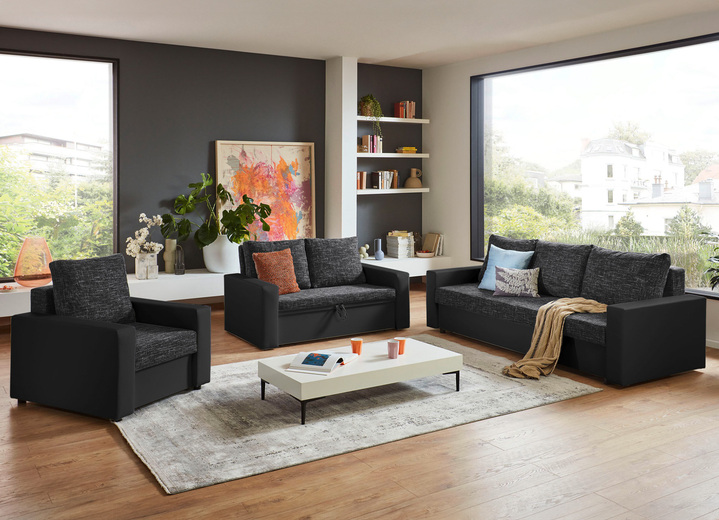 Polstergruppen - Frei im Raum aufstellbare Polstermöbel mit Bettkasten, in Farbe WEISS-GRAU, in Ausführung Zweisitzer Ansicht 5