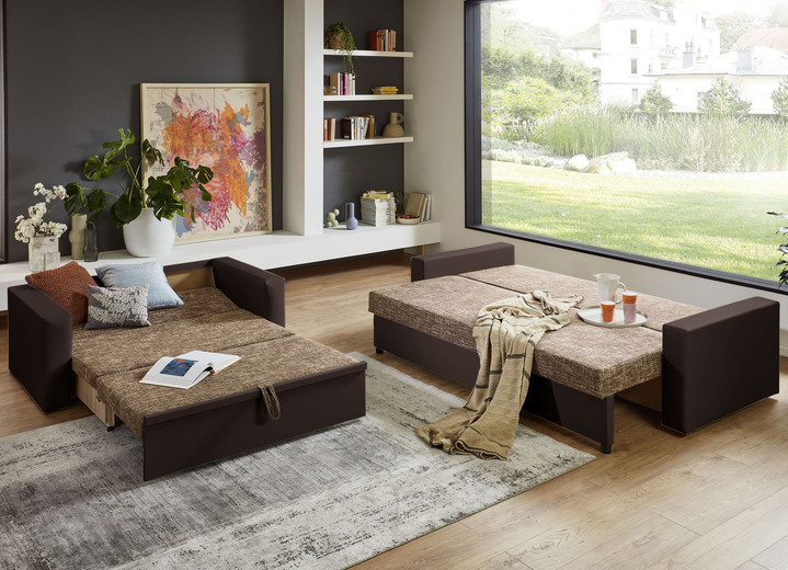 Polstergruppen - Frei im Raum aufstellbare Polstermöbel mit Bettkasten, in Farbe WEISS-GRAU, in Ausführung Zweisitzer Ansicht 8