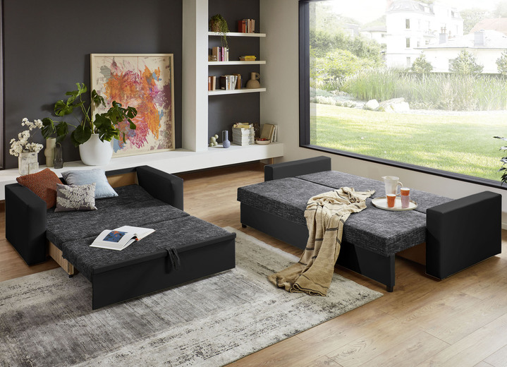 Polstergruppen - Frei im Raum aufstellbare Polstermöbel mit Bettkasten, in Farbe WEISS-GRAU, in Ausführung Zweisitzer Ansicht 6