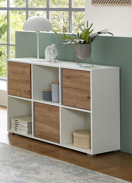 Regale - Raffinierte und moderne Regalserie, in Farbe WEISS-ARTISAN EICHE, in Ausführung Regal, breit Ansicht 1