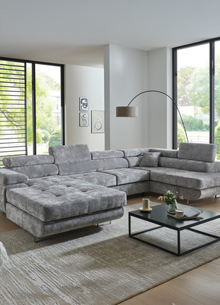 Wohnlandschaft mit Bettfunktion und Bettkasten
