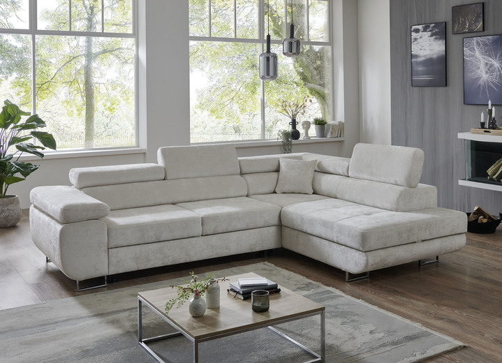 Polsterecken - Polsterecke mit Bettfunktion und Bettkasten, in Farbe CREME Ansicht 1