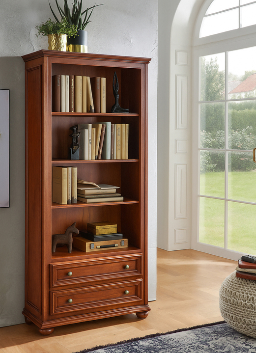 Regale - Teilmassiver Bücherschrank im Used-Look , in Farbe KIRSCHBAUM Ansicht 1