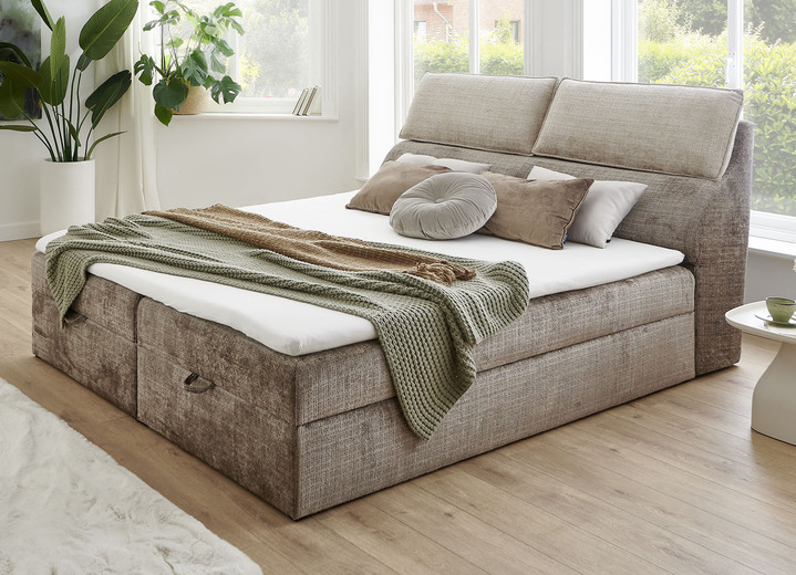 Boxspringbetten - Boxspringbett mit Bettkasten und Kaltschaumtopper, in Farbe BEIGE-BRAUN Ansicht 1