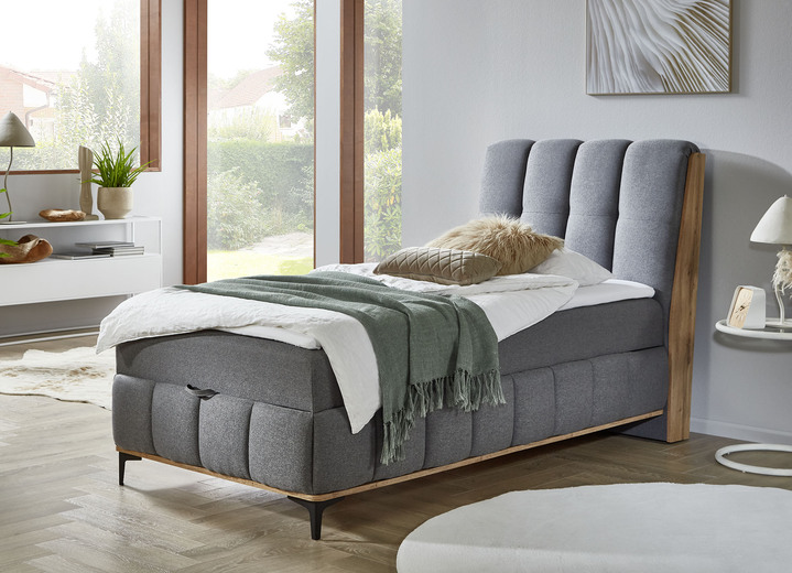 Boxspringbetten - Boxspringbett mit Bettkästen und Kaltschaum-Topper, in Farbe GRAU Ansicht 1
