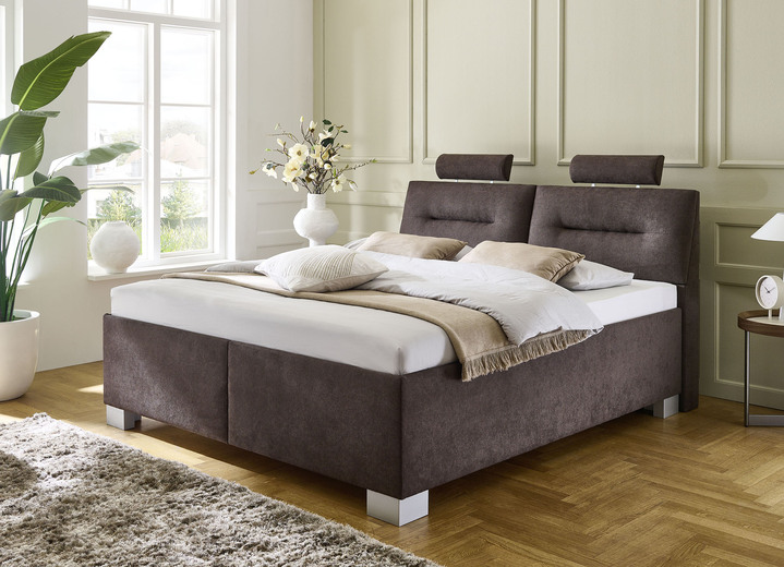 Polsterbetten - Polsterbett mit Einbaulattenrost und Bettkasten, in Farbe GRAU, in Ausführung mit Bonnell-Federkernmatratze Ansicht 3