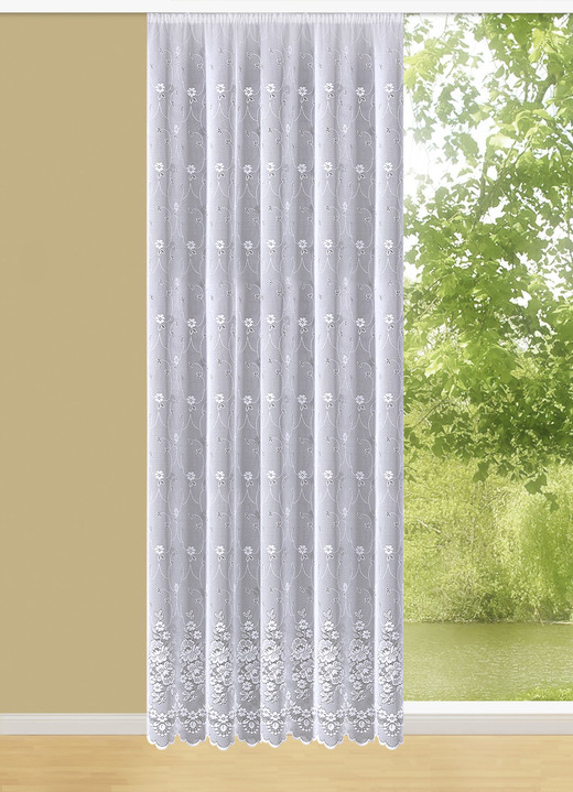 Klassisch - Store Blumen mit Universalschienenband Ansicht 3 Klassisch - Store Blumen mit Universalschienenband, in Größe 140 (H120xB300 cm) bis 298 (H245xB600 cm), in Farbe WEISS Ansicht 3