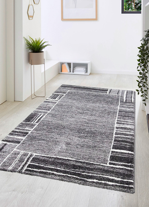 Modern - Brücken und Teppiche mit fein gearbeiteter Bordüre, in Größe 111 (Brücke, 60x110 cm) bis 282 (Teppich, 200x290 cm), in Farbe GRAU Ansicht 1