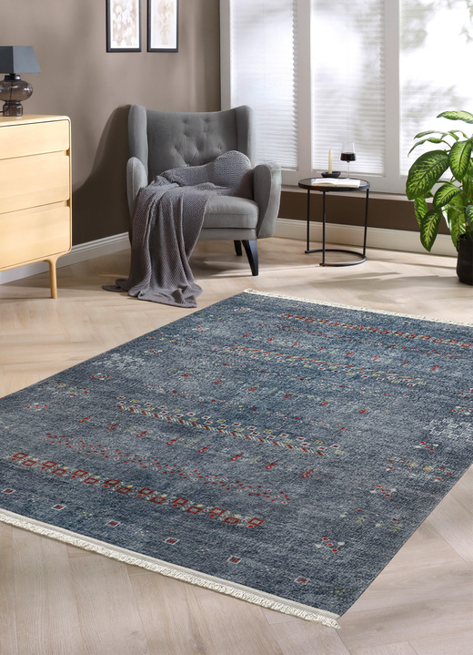 Klassisch - Edle Brücken und Teppiche, in Größe 113 (Brücke, 80x150 cm) bis 282 (Teppich, 200x290 cm), in Farbe BLAUGRAU Ansicht 1