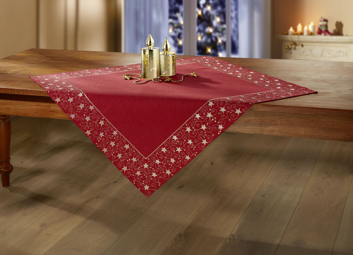 Tischdecken - Tisch- und Raumdekoration mit Glitzergarn, in Größe 130 (Deckchen, 35/ 50 cm) bis 404 (Kissenbezug, 40/ 40 cm), in Farbe ROT Ansicht 10