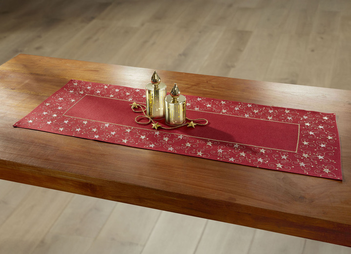 Tischdecken - Tisch- und Raumdekoration mit Glitzergarn, in Größe 130 (Deckchen, 35/ 50 cm) bis 404 (Kissenbezug, 40/ 40 cm), in Farbe ROT Ansicht 9