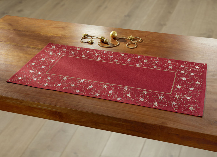 Tischdecken - Tisch- und Raumdekoration mit Glitzergarn, in Größe 130 (Deckchen, 35/ 50 cm) bis 404 (Kissenbezug, 40/ 40 cm), in Farbe ROT Ansicht 8