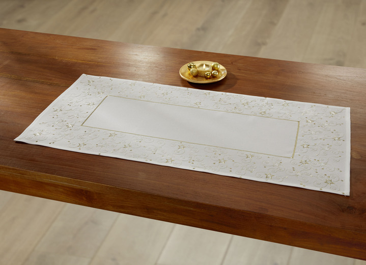 Tischdecken - Tisch- und Raumdekoration mit Glitzergarn, in Größe 130 (Deckchen, 35/ 50 cm) bis 404 (Kissenbezug, 40/ 40 cm), in Farbe ROT Ansicht 4