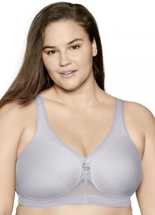 Glamorise - Glamorise Stütz-BH mit Baumwolle, in Größe 085 bis 115, in Cup F, in Farbe SILBERGRAU Ansicht 1