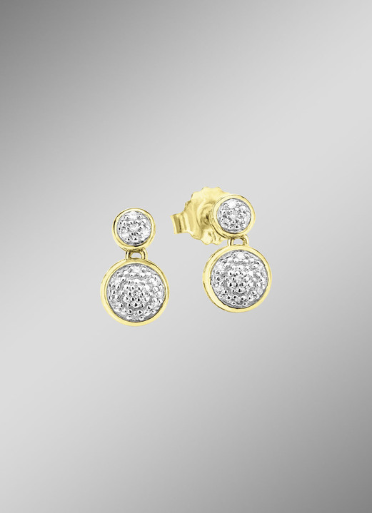 Ohrschmuck - Bewegliche Ohrstecker mit Diamanten, in Farbe  Ansicht 1