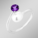 Ringe - Damenring mit Süßwasser-Zuchtperle und Amethyst, in Größe 160 bis 220, in Farbe  – Ansicht 1