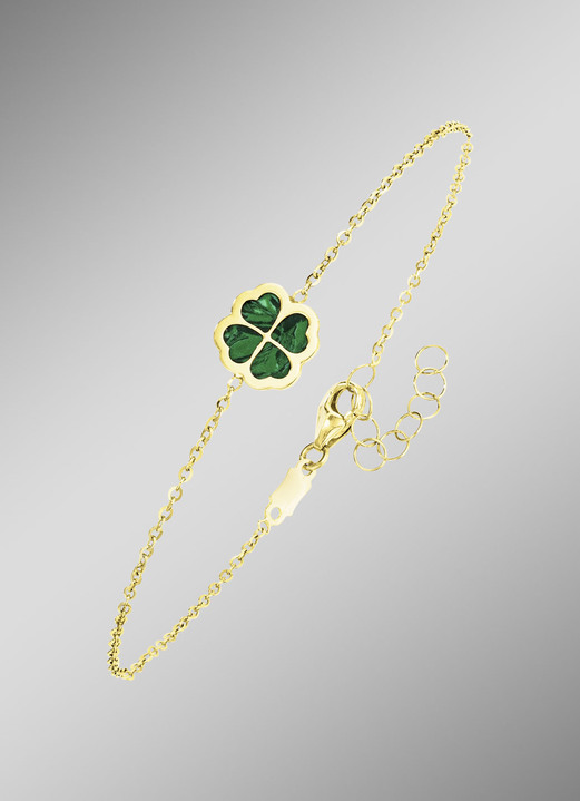 Armbänder - Zartes Glück – Armband mit Malachit-Kleeblatt, in Farbe  Ansicht 1