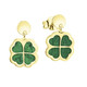 Ohrschmuck - Kleeblatt-Ohrstecker mit echt Malachit, in Farbe  – Ansicht 2