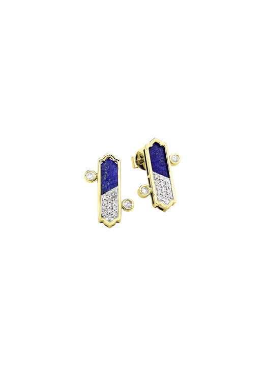 Ohrschmuck - Strahlende Eleganz – Ohrstecker mit Lapislazuli und Brillanten, in Farbe  Ansicht 2