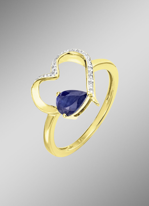 Ringe - Zeitlose Romantik: Damenring mit echtem Safir, in Größe 160 bis 220, in Farbe  Ansicht 1