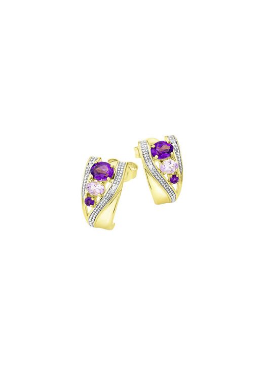 Ohrschmuck - Ohrstecker mit Amethyst und Zirkonia, in Farbe  Ansicht 2