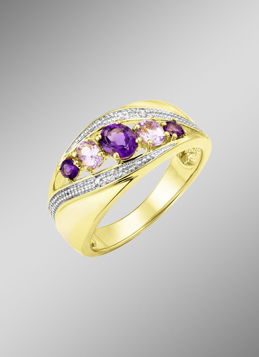 Ringe - Damenring mit Amethyst und Zirkonia Ansicht 1 Ringe - Damenring mit Amethyst und Zirkonia, in Größe 160 bis 220, in Farbe  Ansicht 1